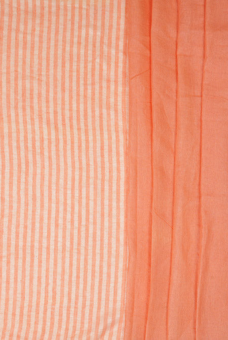 Peach orange linen saree