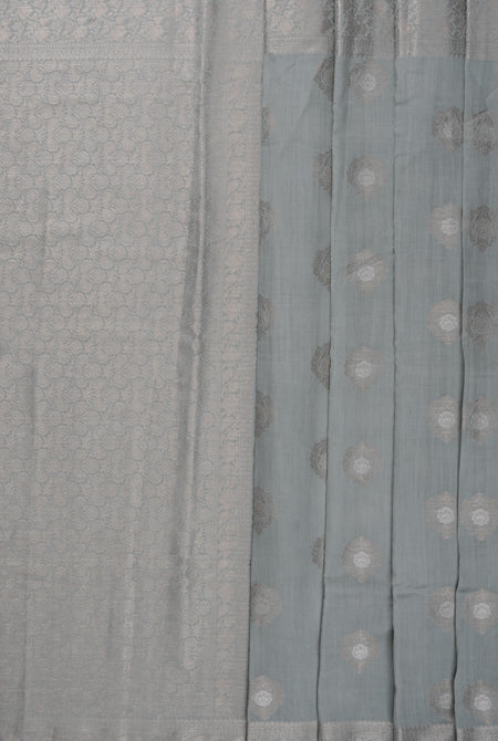 Grey Moonga silk banarasi saree