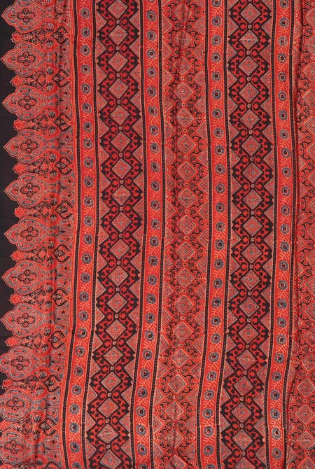 Maroon modal ajrak print saree