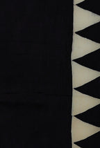 Beige-black modal ajrak print saree