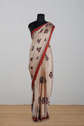 Beige-Rust Modal ajralk print saree