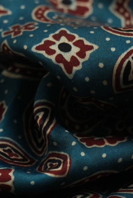 Navy blue modal arjak print saree