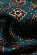 Navy blue modal arjak print saree