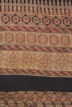 Black modal ajrak print saree
