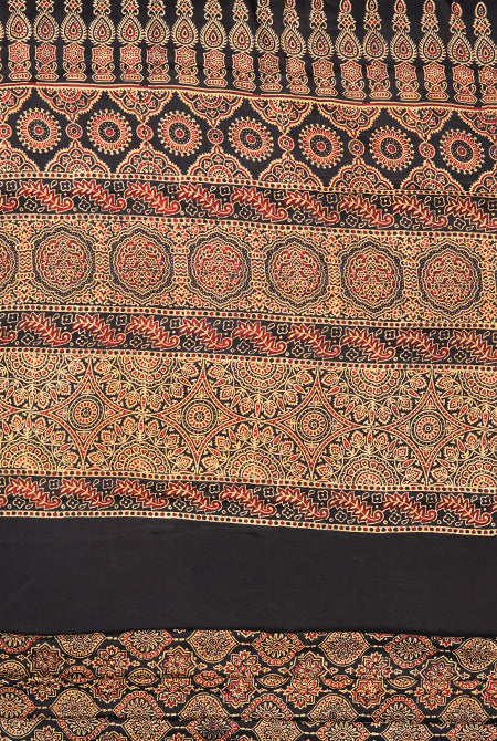 Black modal ajrak print saree