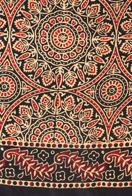 Black modal ajrak print saree