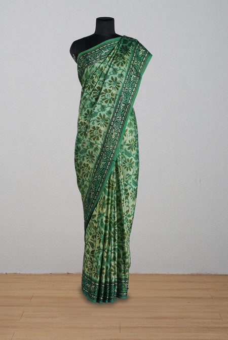 Green jaipur ajrak modal saree