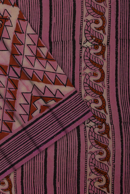 Peach jaipur ajrak modal saree