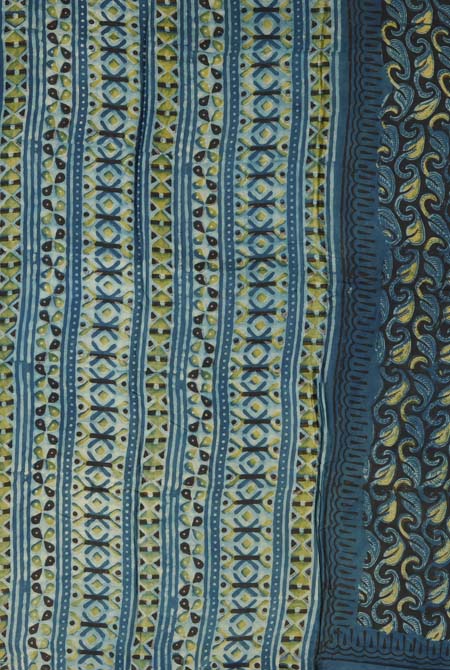 Blue black jaipur ajrak modal saree