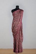 Peach jaipur ajrak modal saree