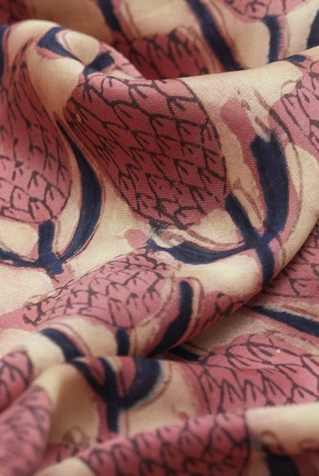 Peach jaipur ajrak modal saree