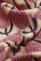 Peach jaipur ajrak modal saree