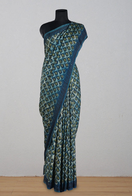 Blue jaipur ajrak modal saree