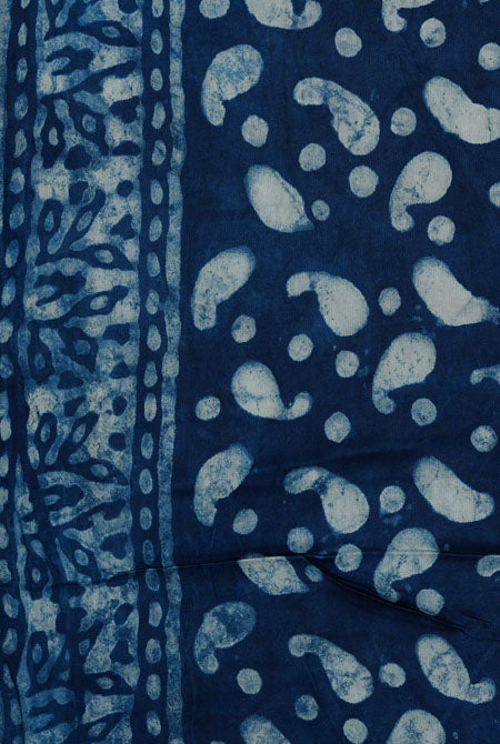 Black navy blue batik border modal saree