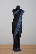 Black navy blue batik border modal saree