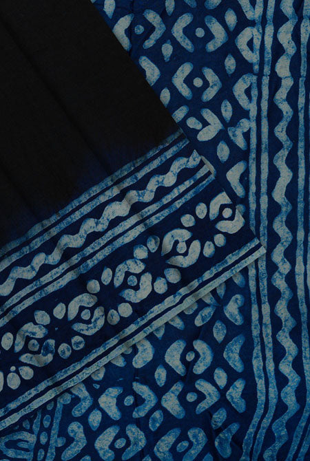 Black navy blue batik border modal saree