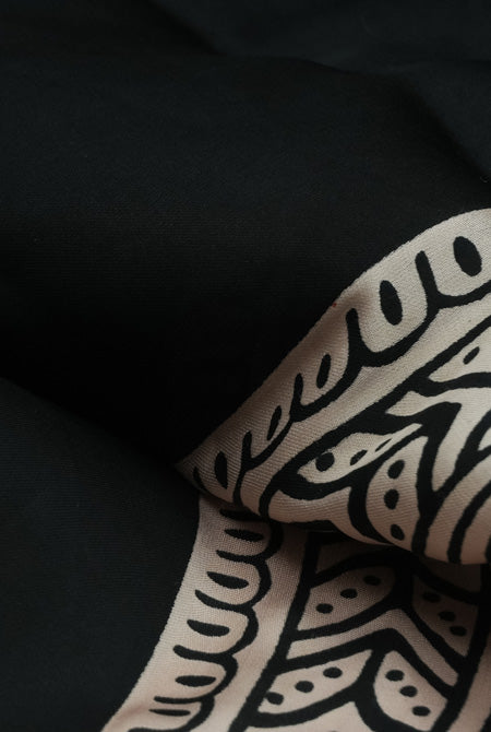 Black-beige & rust border jaipur ajrak modal saree