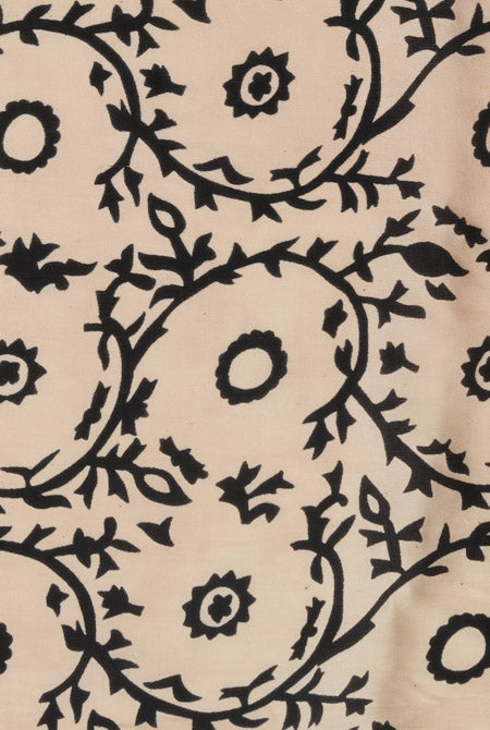 Black-beige & rust border jaipur ajrak modal saree