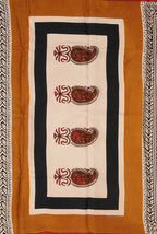 Black-beige & rust border jaipur ajrak modal saree