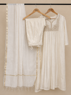 Off-white cut work kurta set with duppata