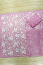 Pink Organza full zaal embroidery saree