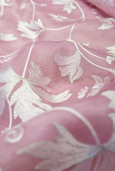 Pink Organza full zaal embroidery saree