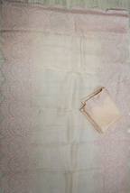 Light peach organza scallop saree