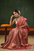 Orange-Pink banarasi brocade saree