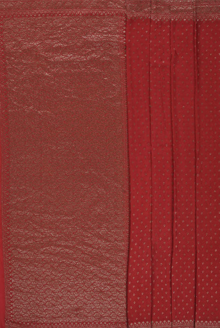 Red crepe chiffon banarasi saree