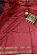 Temple border semi tusser Maroon & wine saree