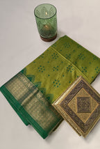 Dark green and green patola palav semi tusser saree