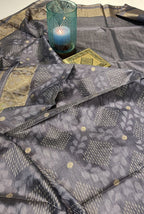 Charcoal grey patola semi tusser saree