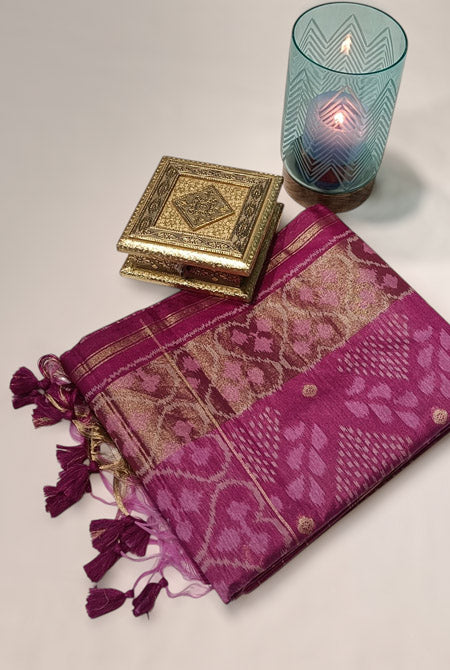 Magenta patola semi tusser saree