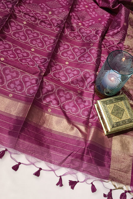 Magenta patola semi tusser saree