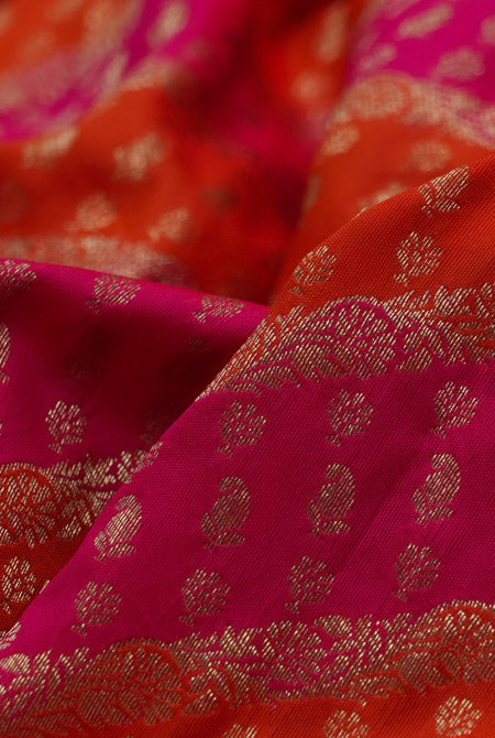 Orange & pink soft silk Banarasi saree