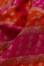 Orange & pink soft silk Banarasi saree