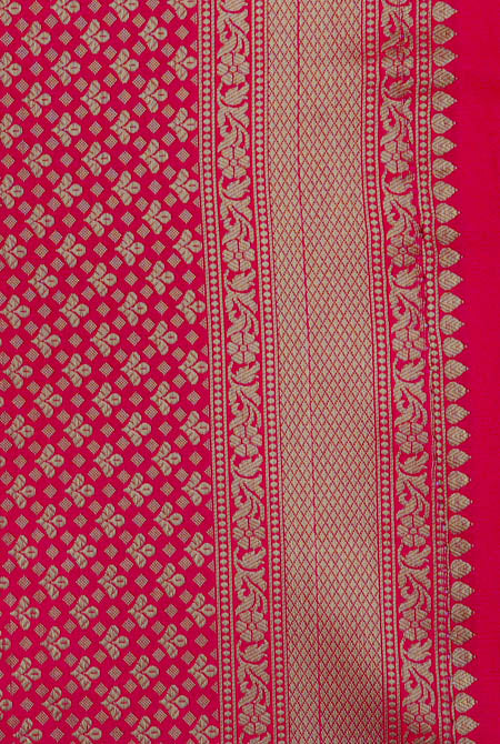 Orange & pink soft silk Banarasi saree