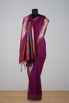 Magenta soft silk banarasi saree