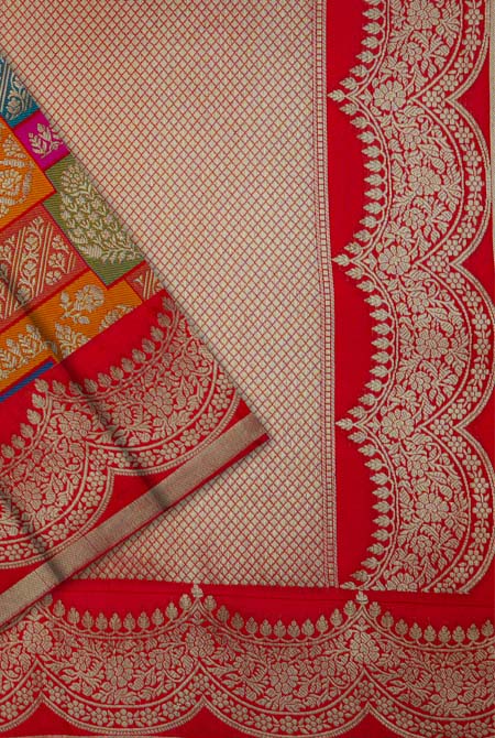 Multi colour soft silk banarasi saree