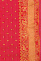 Ivory white & red soft silk Banarasi saree