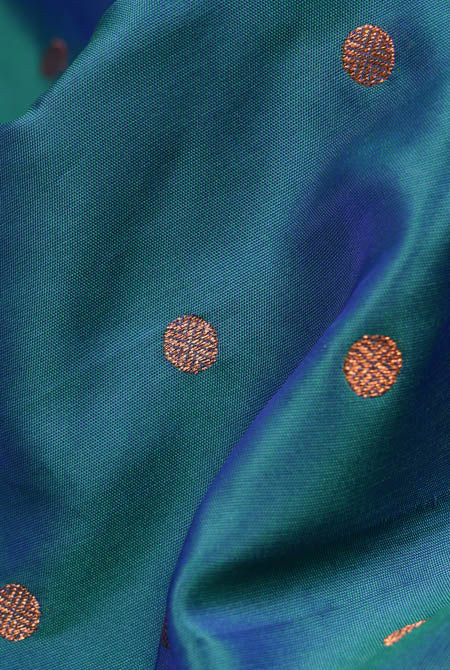 Teal green & pink soft silk banarasi saree