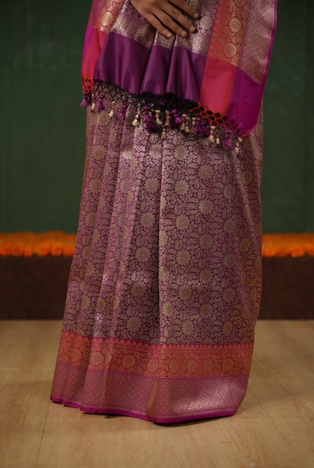 Magenta raani banarasi brocade saree