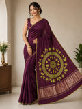 BROWN GREEN MODAL SHIBORI SAREE