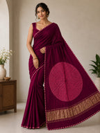 MAROON PEACH MODAL SHIBORI SAREE