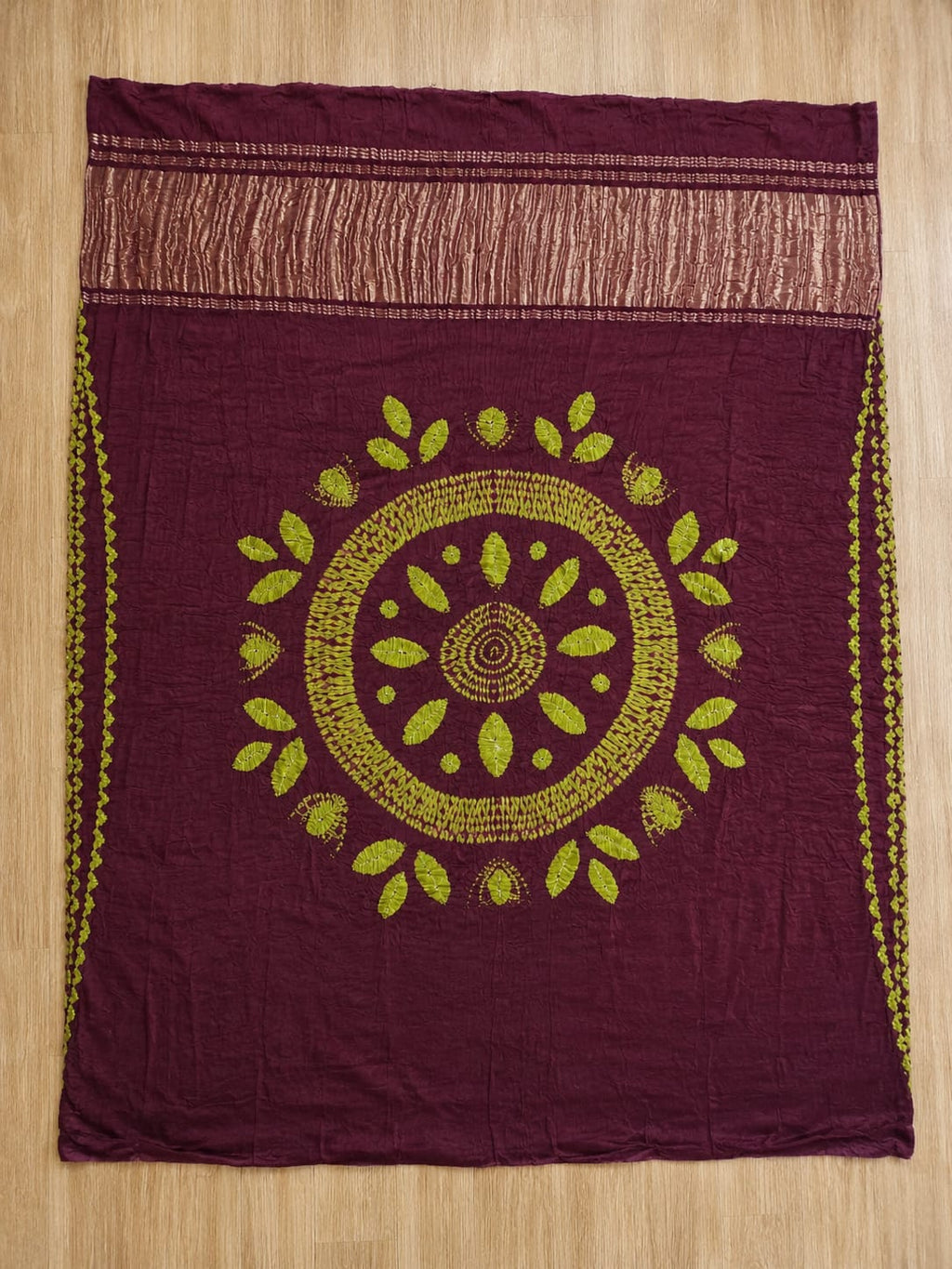 BROWN GREEN MODAL SHIBORI SAREE
