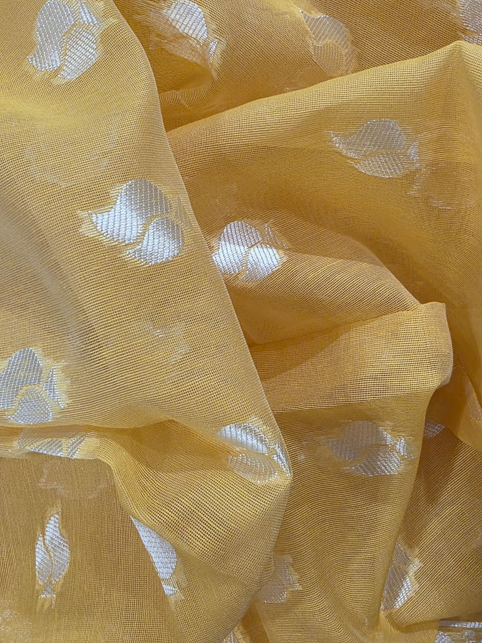 Yellow banarasi linen saree