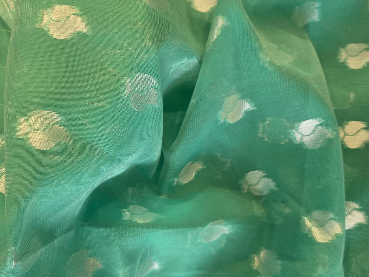 Green banarasi linen saree