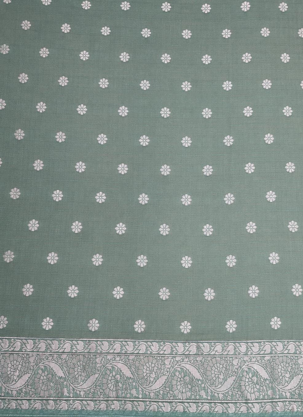 Green banarasi linen saree
