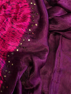 Wine raani modal shibori saree with mirror work
