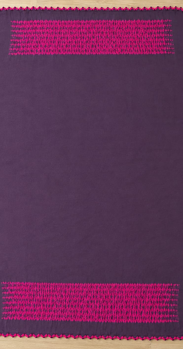 WINE RAANI MODAL SHIBORI SAREE WITH MIRROR WORK